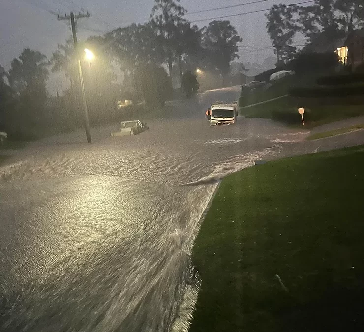 Storm causes major flash flood in Turnbull Ave, Wilberforce this evening…