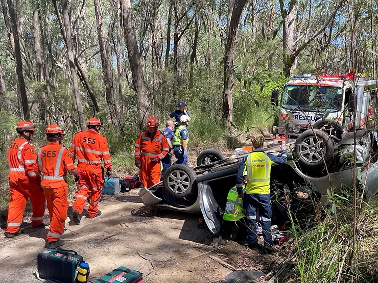 Man in his 80s airlifted to hospital after car flip at Tennyson Friday morning